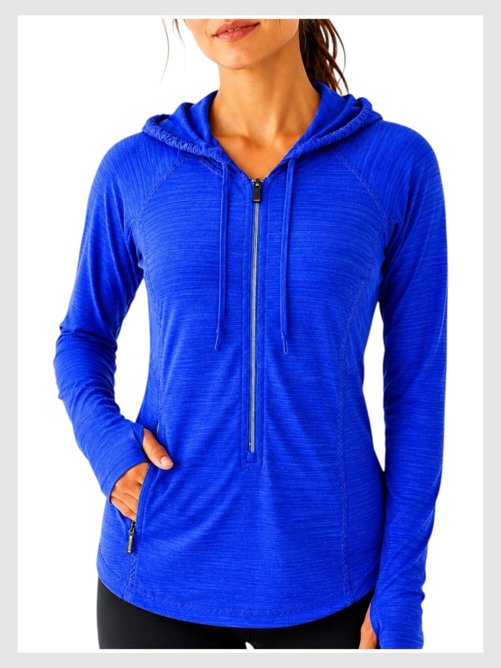 Athleta Pacifica Illume Hoodie Royal Blue Thumbholes 1/2 Zip S - Picture 1 of 8